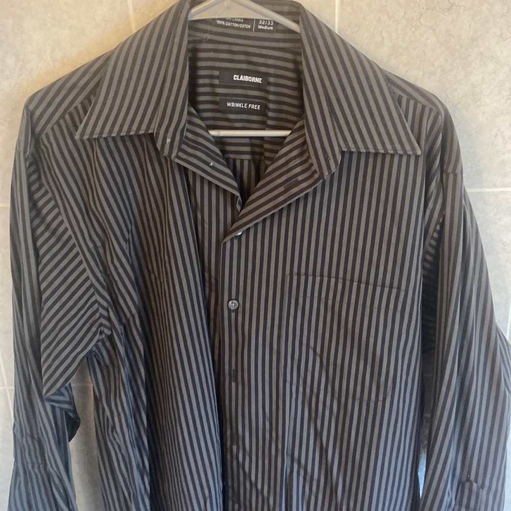 Men dress shirt, grey and black, medium